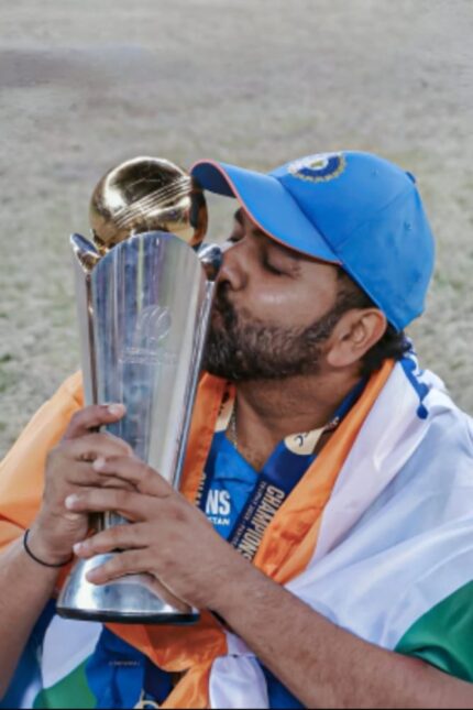 Rohit Sharma Victory Poster - Limited Edition ICC Trophy Collectible Wall Art