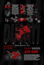 Ducati Panigale V4 Technical Infographic Poster | Superbike Blueprint Art