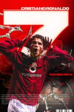 Young Cristiano Ronaldo Art Print The Red Devil #7 Manchester United Vintage Poster
