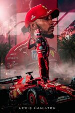 Red - F1 Car Poster With Rider