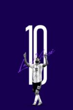 Minimalist Lionel Messi #10 Poster Argentina GOAT Purple Aesthetic Art Print