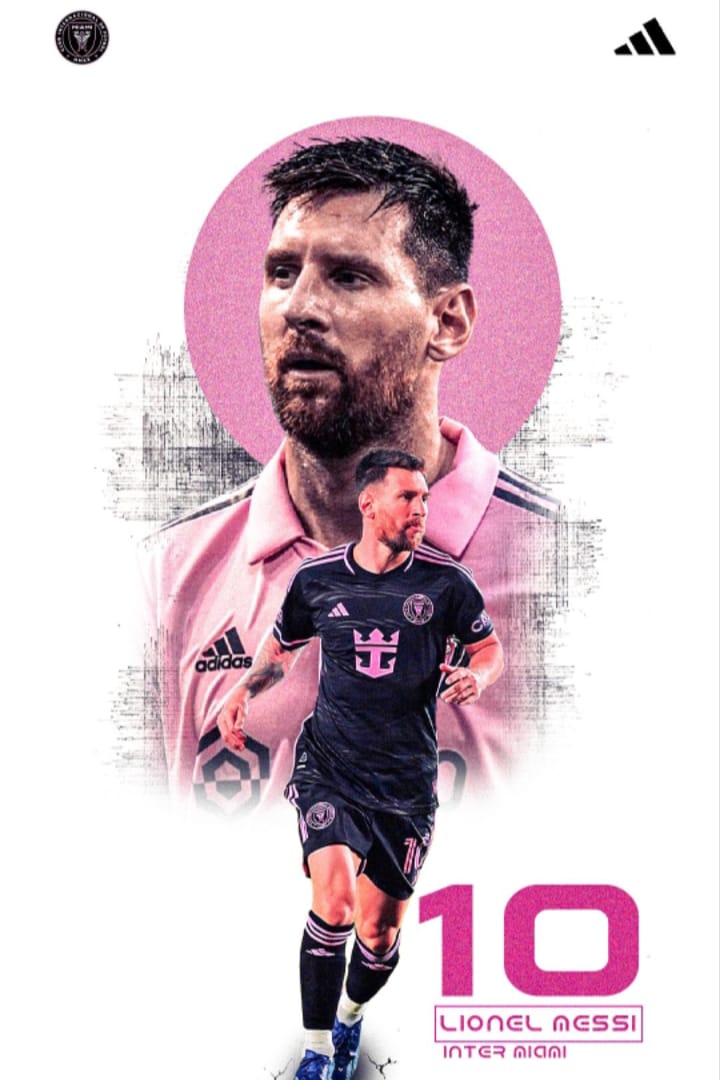 lionel messi 10 Lionel Messi Inter Miami CF Pink & Black Poster - Image 1